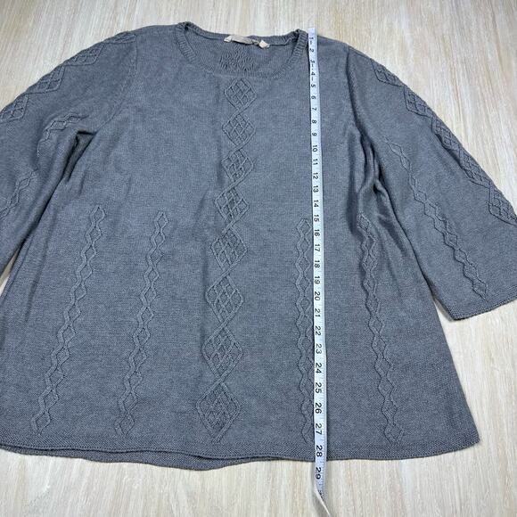 Soft Surroundings Gray Round Neck Cable Knit Warm Cozy Pullover Sweater Plus 1X - Picture 10 of 13